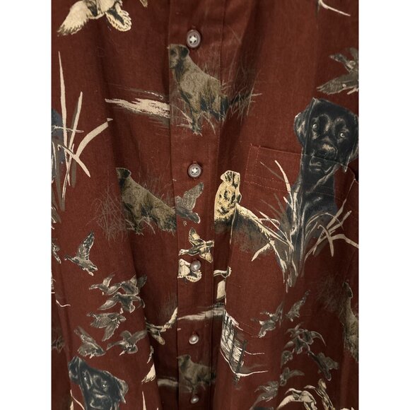 Bit & Bridle XL Mens Hunting-Themed Button-Up Shirt 100% Cotton Brown & Beige - Picture 4 of 7